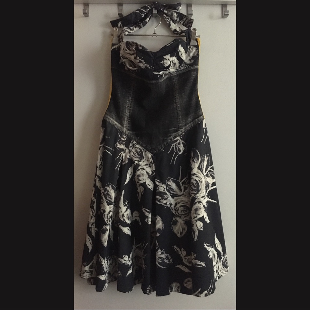 Miss Sixty Couture Denim Flower Corset Multi Look